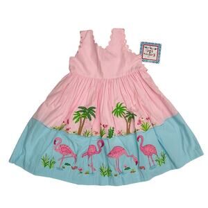 NWT (Please Read) Cotton Kids 3T Flamingo Embroidered Dress